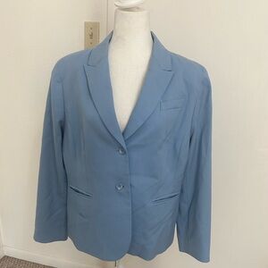 Pendleton Womens Sz 18 Solid Blue 100% Wool 2 Button Career Blazer Jacket